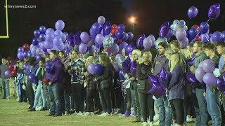 Forbush High School commemorates student who died with football game balloon release [upl. by Ilsel]