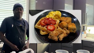 Trick Daddy Cooking Fried Salmon Bites with Chicken amp Waffles [upl. by Aeriell]