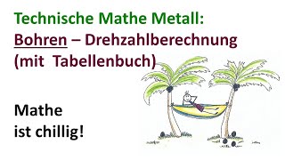 Technische Mathe Metall Bohren Drehzahlberechnung beim Bohren mit Hilfe eines Tabellenbuchs [upl. by Vincent]