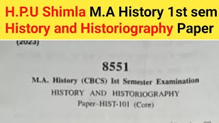 History and Historiography  HIST101  HPU MA History 1st semester Question Paper  HPU Shimla [upl. by Ellenar]