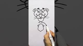 Pink Panther Drawing  Draw Funny Cartoon Character for Beginners and Kids [upl. by Tullusus]