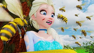 Elsa Frozen  Face The Most Dangerous Bees In The World [upl. by Deeas]