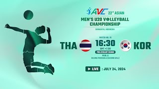 LIVE  THA VS KOR  22nd Asian Mens U20 Volleyball Championship [upl. by Adnohryt735]