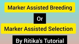 Marker Assisted Selection or Marker Assisted Breeding by Ritikas Tutorial [upl. by Adlaremse]