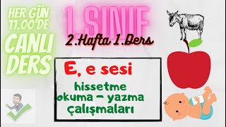 1 Sınıf 2 Hafta 1Ders quotE  e quot Sesi Ve 1 Rakami [upl. by Nosimaj]