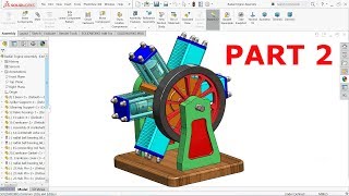 Solidworks tutorial  6 Cylinder Radial Engine Part 2 [upl. by Yvonne984]