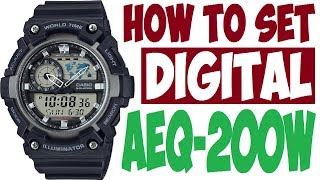 Setting digital time on Casio AEQ200W manual 5472 [upl. by Eustasius]