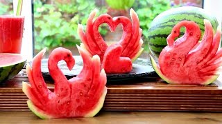 Art in Watermelon Swan  Watermelon Carving  Fruit amp Vegetable Carving Lessons [upl. by Kissner]