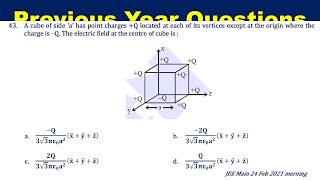 A cube of side a has point charges Q located at each of its vertices except at the origin where [upl. by Leighton]