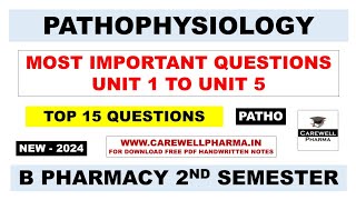 Pathophysiology b pharm 2nd semester important questions  Carewell pharma [upl. by Anivid130]