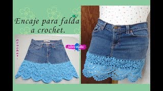 ENCAJE PARA FALDA A CROCHET  Labores Angélika [upl. by Merci]