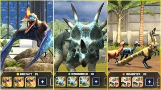 MONKEYDACTYL STYRACOSAURUS LUX SINOSAUROPTERYX X3 MAX LEVEL 40 amp ALL ANIMATION  Jurassic World [upl. by Leblanc]