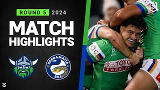 NRL 2024  Raiders v Eels  Match Highlights [upl. by Enytsirhc]