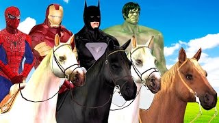 Horse Racing Videos Ironman Captain America Hulk Spiderman Horse Race  Cartoons for Children [upl. by Ydal]