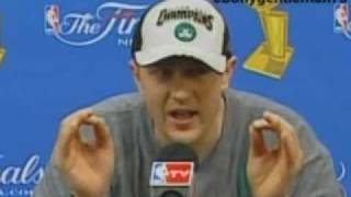 Celtics Brian Scalabrine talks trash after NBA Title Win [upl. by Nonah]