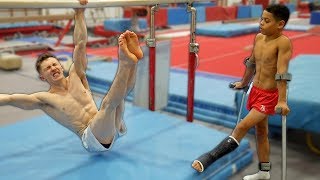 GYMNASTICS STRENGTH CHALLENGE w INJURIES  THE REMATCH [upl. by Nekal]