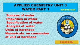 water  engineering Chemistry  analysis of water  hardness units  water part 1  unit 3 [upl. by Alitha701]