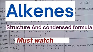 Alkene  Hydrocarbon  structure  condensed formula  class 10 [upl. by Carline]