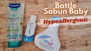 Battle Sabun Bayi Kulit SensitifDermatitis Atopik  Lactacyd vs Mustela vs Sebamed Baby [upl. by Yousuf]