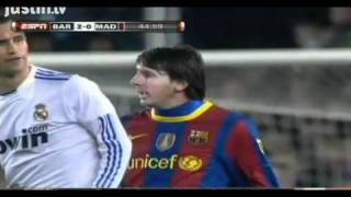 Ricardo Carvalho elbows Messi [upl. by Lonergan]