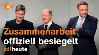 PK mit Scholz Habeck und Lindner zum AmpelKoalitionsvertrag  Bundespressekonferenz [upl. by Rainwater]