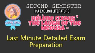 HÉLÈNE CIXOUS THE LAUGH OF THE MEDUSAMalayalam Explanation 2nd Sem MA English Literary Criticism [upl. by Eben370]