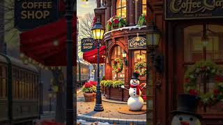 Holiday Jazz Ambience 🎅 Cozy Café amp Snowy Christmas Town Streets shorts jazzmusic christmas [upl. by Bohannon]