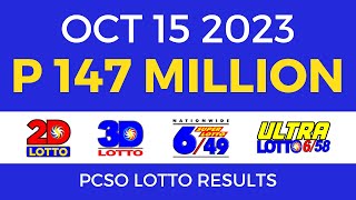 Lotto Result October 15 2023 9pm PCSO [upl. by Sassan]