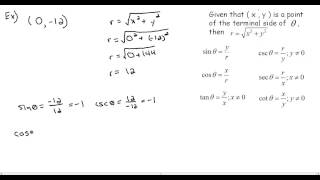 Trigonometry Find the Value of the Trig Function Using the Given Point [upl. by Yentruocal]