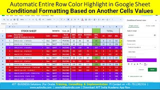 Conditional Formatting Highlight Entire Row Based on Another Cells Values – Google Sheets Hindi [upl. by Alistair]