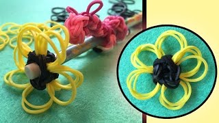 Easy Rainbow Loom Band Charms  Flower Pencil Topper  LOOMLESS [upl. by Columba751]