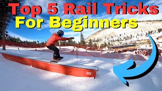 First 5 Snowboard Tricks on Rails  Beginner guide [upl. by Greenburg]