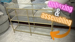 Unboxing amp Assembling the VASAGLE Glass Console Table [upl. by Anaert876]