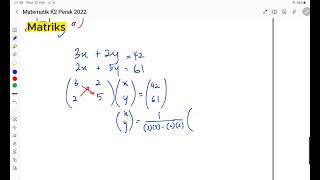 Ting 5  Persamaan linear serentak  Matriks [upl. by Yleoj]