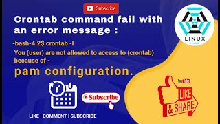 Crontab command error quotYou user are not allowed to access to cron because of pam configurationquot [upl. by Tine]