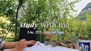 2Hour Study With Me 🌿  Pomodoro 255 Lofi Music outside study [upl. by Ayerim38]