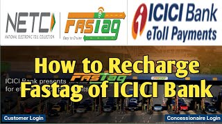 how to recharge icici bank fastag ll top up icici fastag ll online recharge icici fastag ll [upl. by Nosrettap]