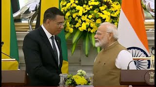 LIVE PM Shri Narendra Modi and PM Andrew Holness of Jamaica attend the joint press meet [upl. by Kcaz]