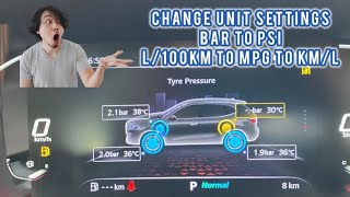 How to change unit settings in MG HS TPMS from bar to psi L100km to mpg farhenheit to celcius [upl. by Oneal657]