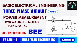 Three phase Part5 Power Measurement BEE FE Engineering Two Wattmeter Method fe bee [upl. by Larimor]