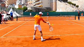 Novak Djokovic Forehand Slow Motion in Court Level View [upl. by Wolfy274]