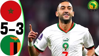 Morocco vs Zambia 53  All Goals and Highlights  2024 🔥 ZIYECH [upl. by Annovy]