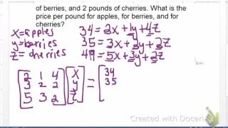 matrix eqn to solve system word problem [upl. by Pressey897]