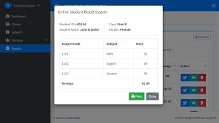 Online Student Result System in PHP My SQL with source code [upl. by Per]