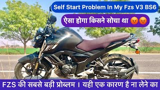 Yamaha Fzs v3 BS6 2022 Self Start Problem  Self Start Problem In My Fzs v3  Mileage Test 😱😱 [upl. by Attem186]