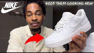 HOW TO KEEP CLEAN AIR FORCE 1 AND REDUCE CREASING OVERTIME Best Method For Weekly Wear [upl. by Duffy]