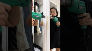 Putting Handles on IKEA Closet Door Tutorial  diy womenempowerment girlswithtools [upl. by Shanta]