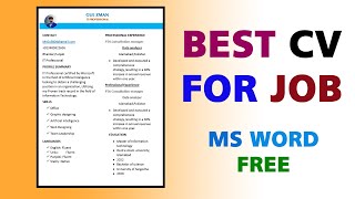 Create Best CV for Free in MS Word  Best CV Format 2024 [upl. by Whang]