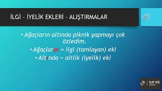 4 İLGİ  İYELİK EKLERİ  İSİM ÇEKİM EKLERİ ALIŞTIRMA  TÜRKÇEDE EKLER  YABANCILARA TÜRKÇE ÖĞRETİMİ [upl. by Farny18]