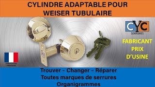 serrure à clé WEISER TUBULAIRE réparation mode demploi par un cylindre adaptable CYC sécurisé [upl. by Rehpotsirh]